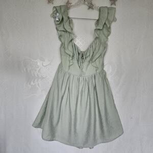 Hello Molly Size 8 Babydoll Sleeveless Open Back Dress Cottagecore Pastel Beachy